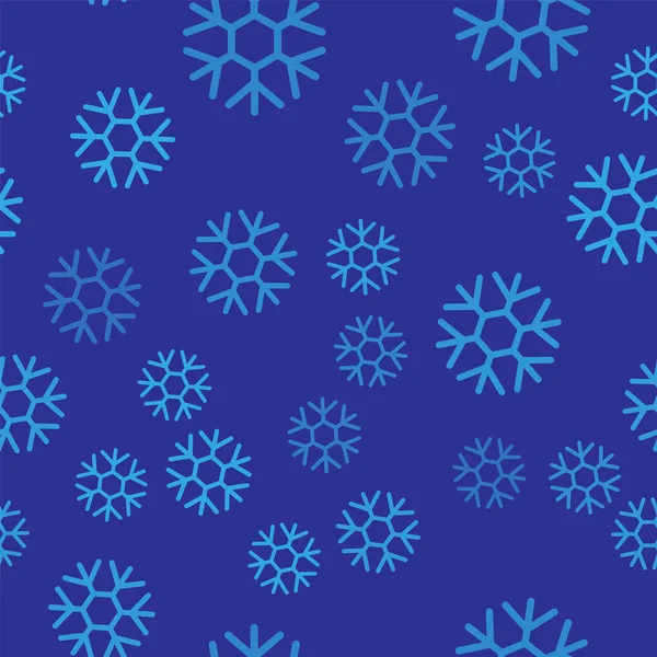 Icône de flocon de neige bleu isolé motif sans couture sur fond bleu. Illustration vectorielle — Image vectorielle