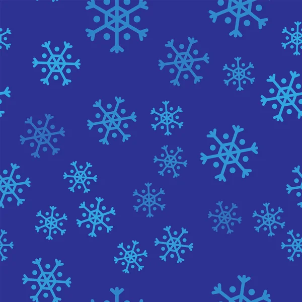 Icône de flocon de neige bleu isolé motif sans couture sur fond bleu. Illustration vectorielle — Image vectorielle