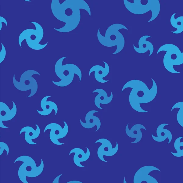 Icono Tornado azul patrón inconsútil aislado sobre fondo azul. Ciclón, torbellino, embudo de tormenta, viento huracán o tornado icono del tiempo. Ilustración vectorial — Vector de stock