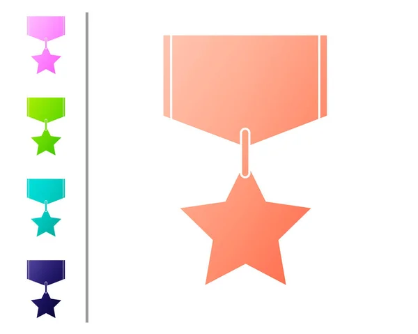 Mercan Askeri ödül madalya simgesi beyaz arka plan üzerinde izole. Ordu işareti. Renk simgelerini ayarlayın. Vektör İllüstrasyonu — Stok Vektör