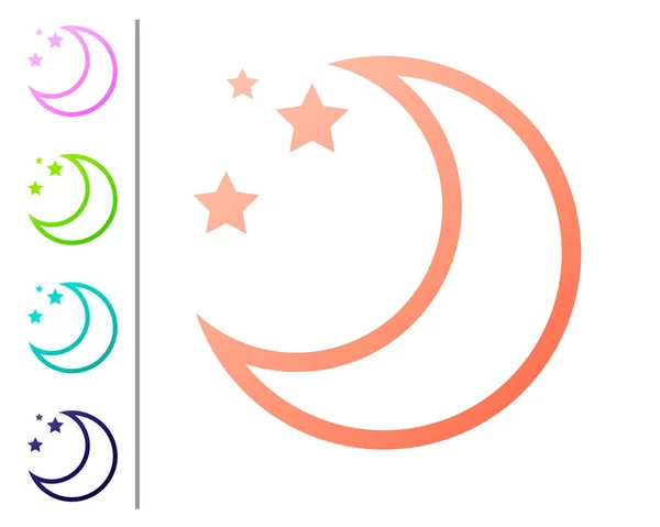 Mercan Ay ve yıldız simgesi beyaz arka plan üzerinde izole. Renk simgelerini ayarlayın. Vektör İllüstrasyonu — Stok Vektör