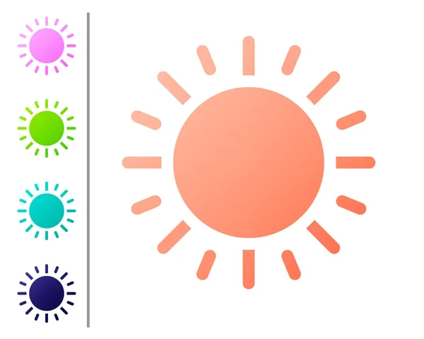 珊瑚太阳图标隔离在白色背景。设置颜色图标。矢量插图 — 图库矢量图片