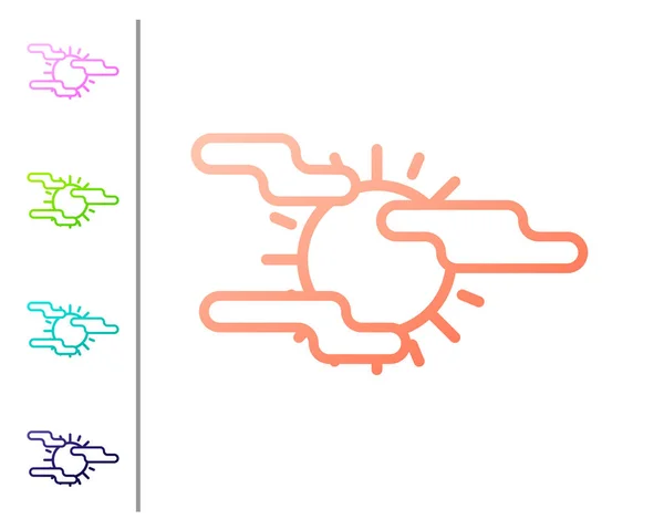 Korallennebel und Sonnensymbol isoliert auf weißem Hintergrund. Farbsymbole setzen. Vektorillustration — Stockvektor