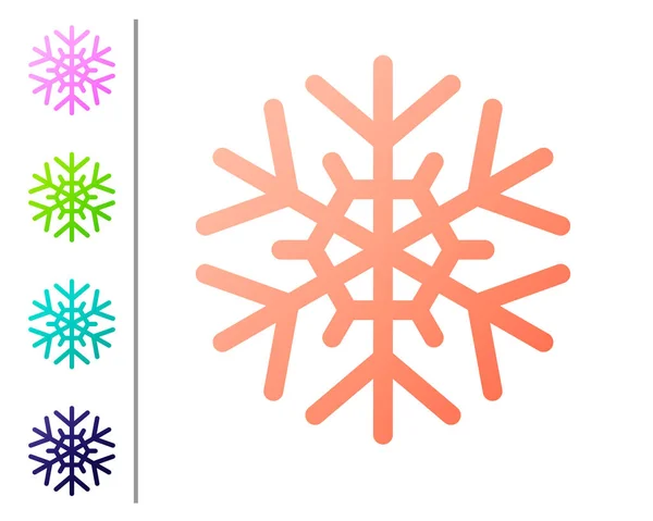 Icono de copo de nieve de coral aislado sobre fondo blanco. Establecer iconos de color. Ilustración vectorial — Vector de stock