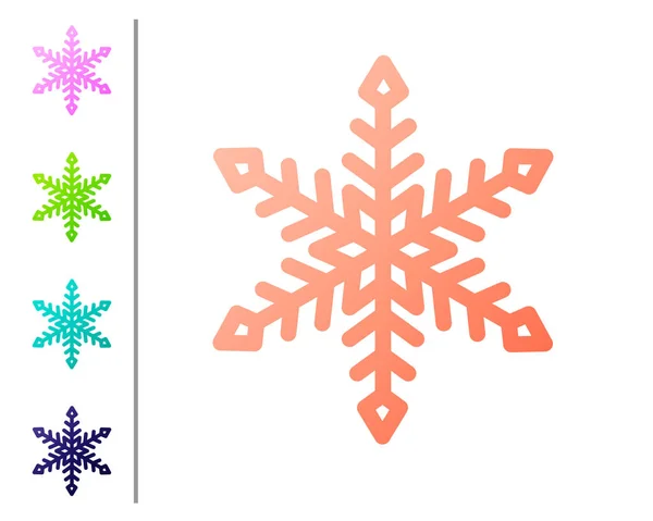 Coral Snowflake ícone isolado no fundo branco. Definir ícones de cor. Ilustração vetorial — Vetor de Stock