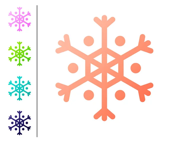 Icono de copo de nieve de coral aislado sobre fondo blanco. Establecer iconos de color. Ilustración vectorial — Archivo Imágenes Vectoriales