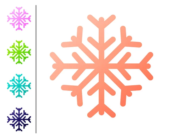 Icono de copo de nieve de coral aislado sobre fondo blanco. Establecer iconos de color. Ilustración vectorial — Vector de stock