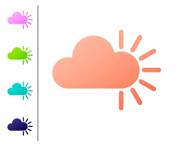 Icona Coral Cloudy isolata su sfondo bianco. Imposta icone a colori. Illustrazione vettoriale — Vettoriale Stock