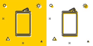 Siyah Alüminyum sarı ve beyaz arka planda izole simgesi olabilir. Rastgele dinamik şekiller. Vektör İllüstrasyonu