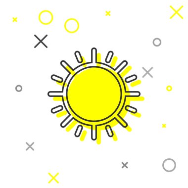 Gri çizgi Güneş simgesi beyaz arka plan üzerinde izole. Vektör İllüstrasyonu