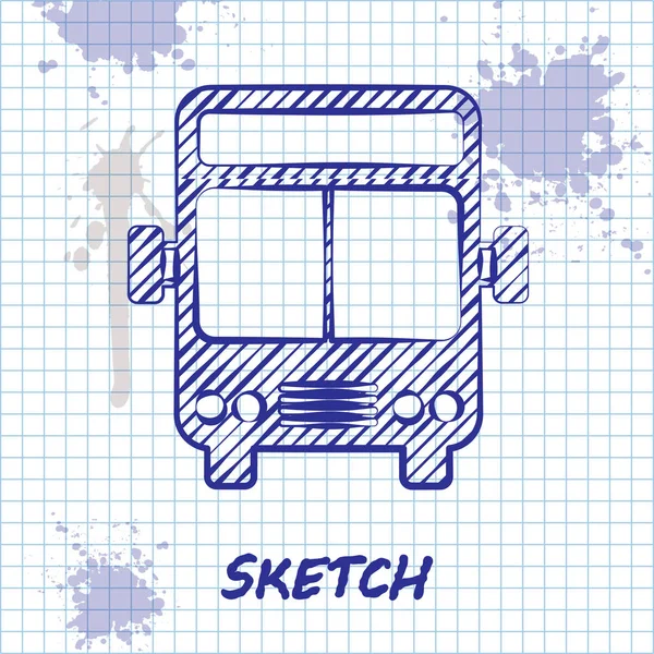 Sketch line Bus icon isolated on white background. Transportation concept. Bus tour transport sign. Tourism or public vehicle symbol. Vector Illustration — Stock Vector