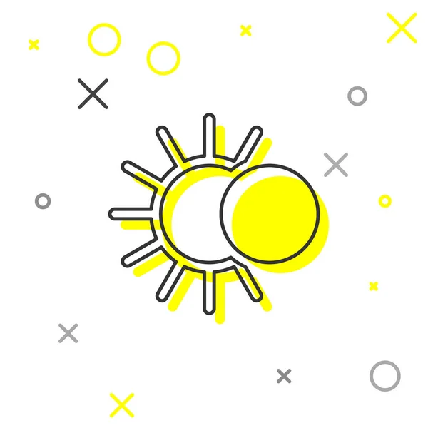 Línea gris Eclipse del icono del sol aislado sobre fondo blanco. Eclipse total de sonar. Ilustración vectorial — Vector de stock