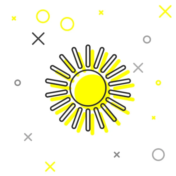 Icona Sun linea grigia isolata su sfondo bianco. Illustrazione vettoriale — Vettoriale Stock
