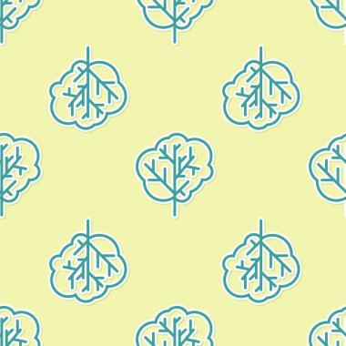 Yeşil Ağaç simgesi sarı arka plan üzerinde sorunsuz desen izole. Orman sembolü. Vektör İllüstrasyonu