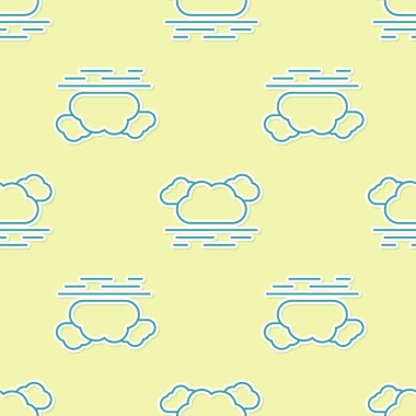 Yeşil Bulut simgesi, sarı arka plan üzerinde kesintisiz desen yalıtılmış. Vektör İllüstrasyonu