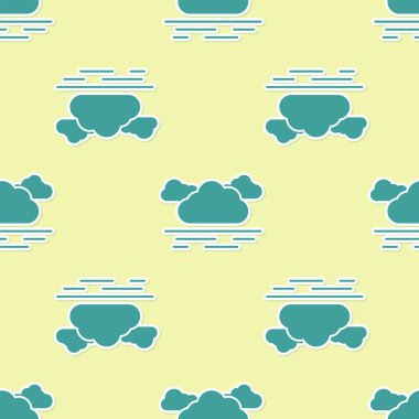 Yeşil Bulut simgesi, sarı arka plan üzerinde kesintisiz desen yalıtılmış. Vektör İllüstrasyonu