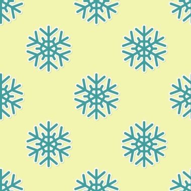 Yeşil Kar Tanesi simgesi sarı arkaplanda pürüzsüz desen izole etti. Vektör İllüstrasyonu