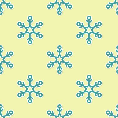 Yeşil Kar Tanesi simgesi sarı arkaplanda pürüzsüz desen izole etti. Vektör İllüstrasyonu