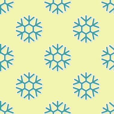 Yeşil Kar Tanesi simgesi sarı arkaplanda pürüzsüz desen izole etti. Vektör İllüstrasyonu