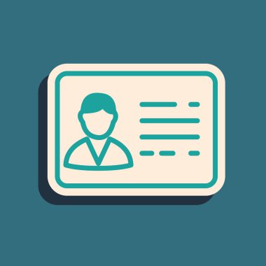 Mavi arka planda yeşil kimlik çizgisi simgesi izole edildi. Sunum için, şirketin kimliği için, reklam için kullanılabilir. Uzun gölge tarzı. Vektör İllüstrasyonu