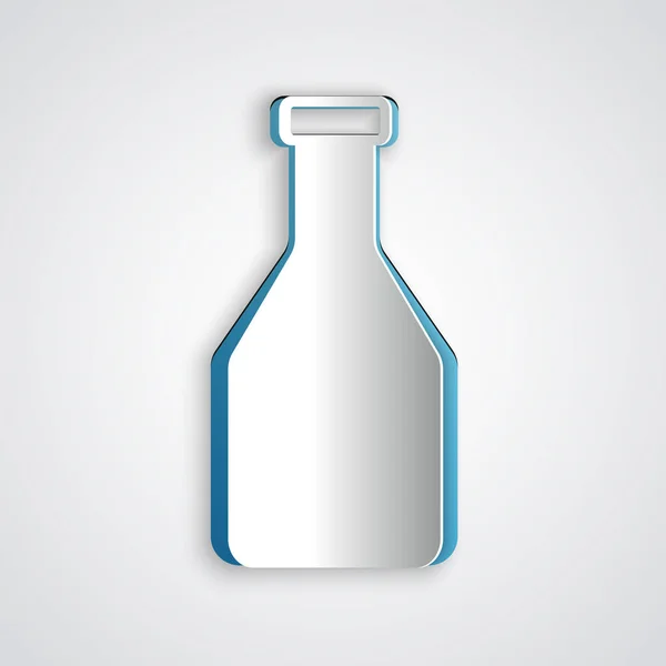 Papper skära ketchup Flask ikonen isolerad på grå bakgrund. Papperskonst stil. Vektor illustration — Stock vektor