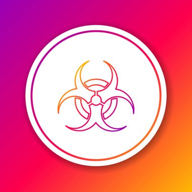 Renk çizgisi Biyolojik Tehlike simgesi simgesi arkaplanda izole edildi. Çember beyaz düğme. Vektör İllüstrasyonu