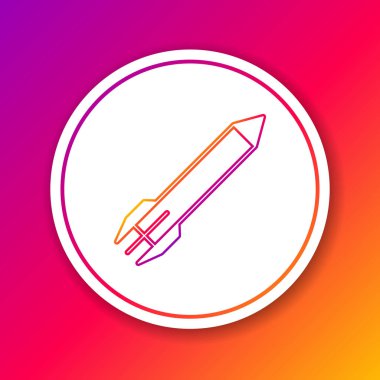 Renkli çizgi Roket simgesi renk arkaplanında izole edildi. Çember beyaz düğme. Vektör İllüstrasyonu