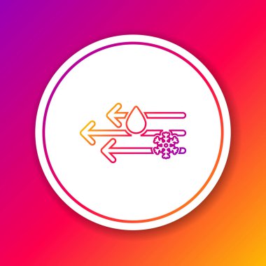 Renk arkaplanında kar simgesi olan renk çizgisi Rüzgâr ve yağmur. Rüzgarlı bir hava. Çember beyaz düğme. Vektör İllüstrasyonu