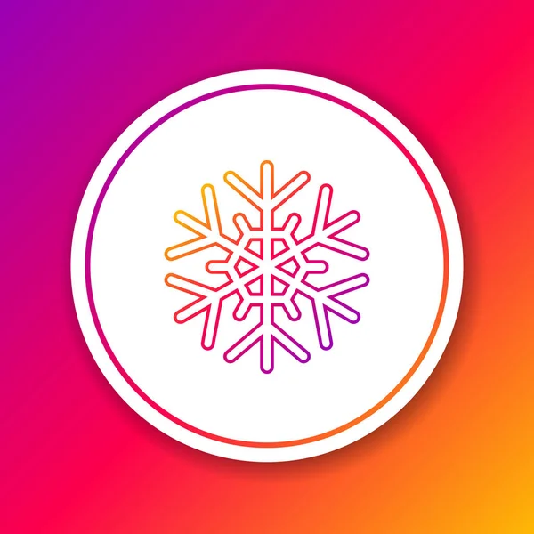 Linea di colore Icona fiocco di neve isolata su sfondo a colori. Cerchio pulsante bianco. Illustrazione vettoriale — Vettoriale Stock