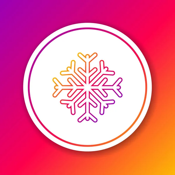 Linea di colore Icona fiocco di neve isolata su sfondo a colori. Cerchio pulsante bianco. Illustrazione vettoriale — Vettoriale Stock