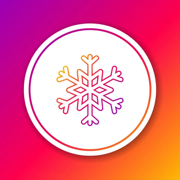 Färg linje Snowflake ikon isolerad på färg bakgrund. Cirkelvit knapp. Vektor Illustration — Stock vektor