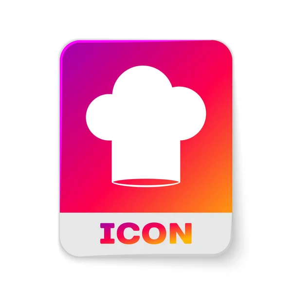 White Chef hat icon isolated on white background. Cooking symbol. Cooks hat. Rectangle color button. Vector Illustration — Stock Vector