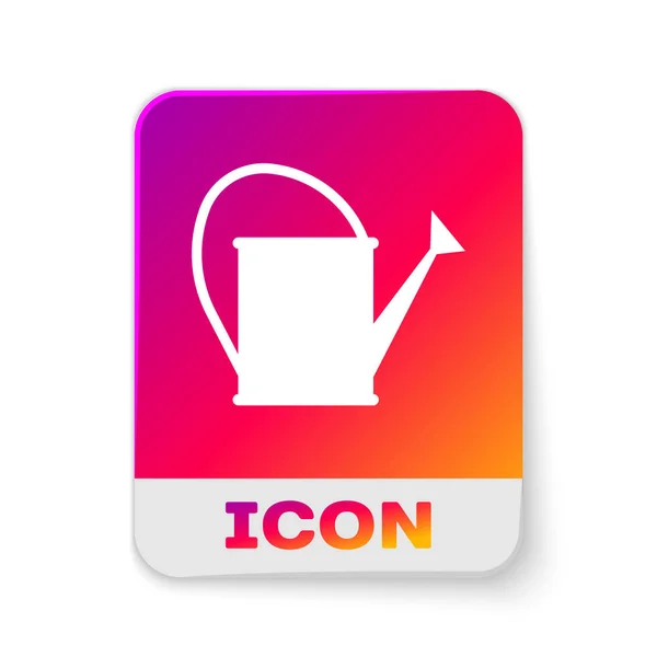 White Watering can icon isolated on white background. Irrigation symbol. Rectangle color button. Vector Illustration — ストックベクタ