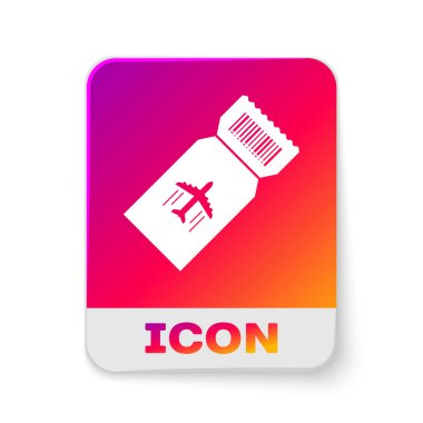 White Airlines bilet ikonu beyaz arka planda izole edildi. Uçak bileti. Dikdörtgen renk düğmesi. Vektör İllüstrasyonu