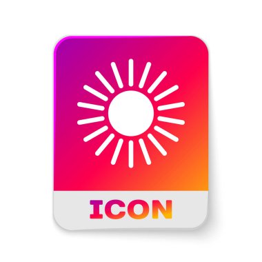 Beyaz Güneş simgesi beyaz arka plan üzerinde izole. Dikdörtgen renk düğmesi. Vektör İllüstrasyonu