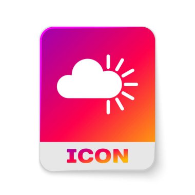 Beyaz Bulutlu simgesi beyaz arkaplanda izole edildi. Dikdörtgen renk düğmesi. Vektör İllüstrasyonu