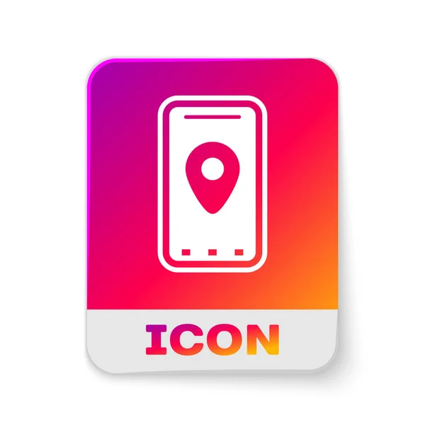 White Infographic of city map navigation icon isolated on white background. Mobile App Interface concept design. Geolacation concept. Rectangle color button. Vector Illustration — Stock Vector