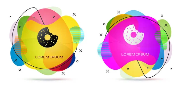 Color Donut mit süßer Glasur Symbol isoliert auf weißem Hintergrund. Abstraktes Banner mit flüssigen Formen. Vektorillustration — Stockvektor