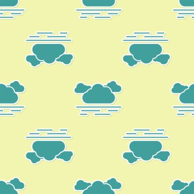 Yeşil Bulut simgesi, sarı arka plan üzerinde kesintisiz desen yalıtılmış. Vektör İllüstrasyonu