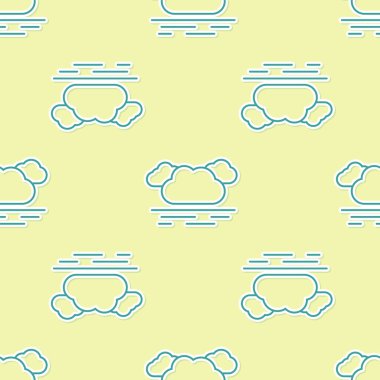 Yeşil Bulut simgesi, sarı arka plan üzerinde kesintisiz desen yalıtılmış. Vektör İllüstrasyonu