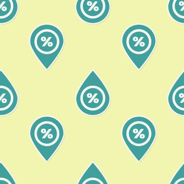 Yeşil Su bırakma yüzdesi simgesi sarı arkaplanda izole edilmiş pürüzsüz desen. Nem analizi. Vektör İllüstrasyonu