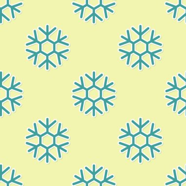 Yeşil Kar Tanesi simgesi sarı arkaplanda pürüzsüz desen izole etti. Vektör İllüstrasyonu