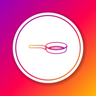 Renk çizgisi kızartma tavası simgesi renk arkaplanında izole edildi. Kızartma veya kızartma gıda sembolü. Çember beyaz düğme. Vektör İllüstrasyonu