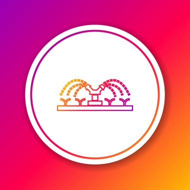 Renk çizgisi Otomatik Sulama Sulama Simgesi Renk arkaplanı izole edildi. Su ekipmanları. Bahçe elemanı. Sprey tabanca ikonu. Çember beyaz düğme. Vektör İllüstrasyonu