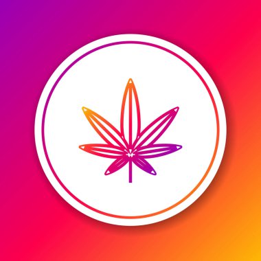 Renk çizgisi Tıbbi marihuana veya kenevir yaprağı ikonu renk arkaplanına izole edilmiş. Kenevir sembolü. Çember beyaz düğme. Vektör İllüstrasyonu