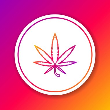 Renk çizgisi Tıbbi marihuana veya kenevir yaprağı ikonu renk arkaplanına izole edilmiş. Kenevir sembolü. Çember beyaz düğme. Vektör İllüstrasyonu