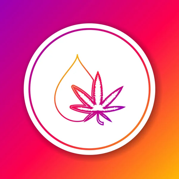 Kleurlijn Medische marihuana of cannabis blad olijfolie drop icoon geïsoleerd op kleur achtergrond. Cannabisextract. Hennep symbool. Cirkel witte knop. Vector Illustratie — Stockvector