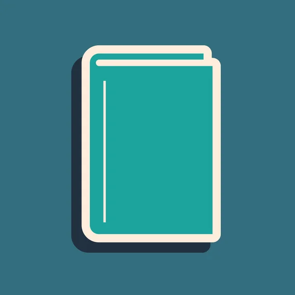 Icono Libro Verde aislado sobre fondo azul. Estilo de sombra larga. Ilustración vectorial — Vector de stock