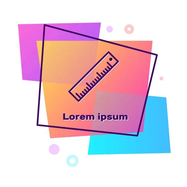 Lila Ruler ikon elszigetelt fehér alapon. Egyenes élű szimbólum. Színes téglalap gomb. Vektorillusztráció — Stock Vector