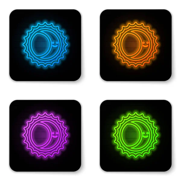 Glowing neon Eclipse of the sun icon isolated on white background. Total sonar eclipse. Black square button. Vector Illustration — Stock Vector